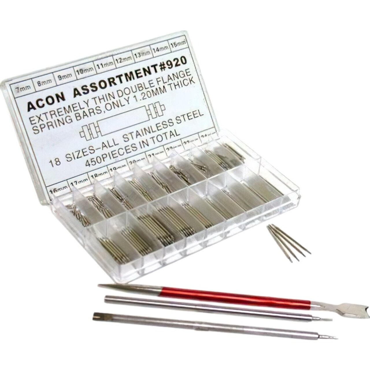 450 Spring Bars & 3 Watch Pin Link Band Remover Tools Watchmaker Repair Kit
